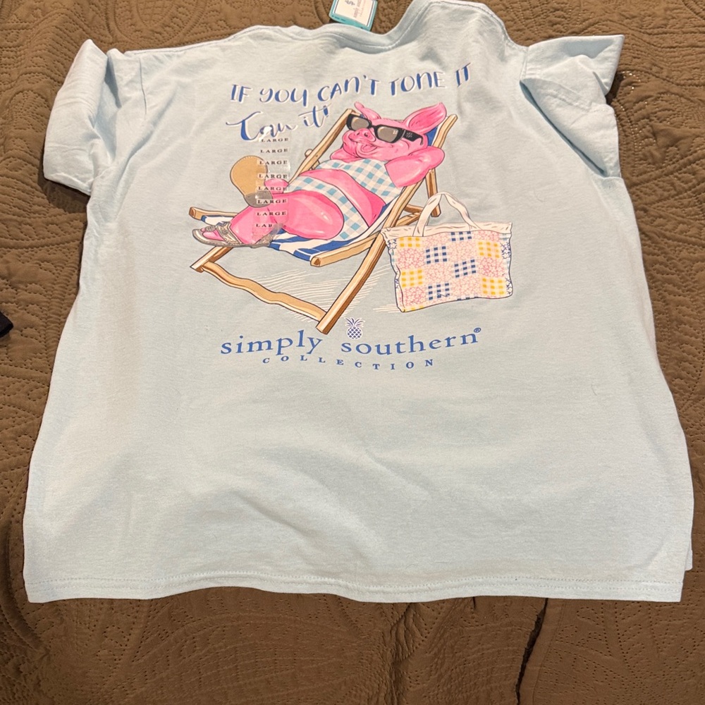 Simply Southern adult Pastel Blue Pig Graphic Tee
